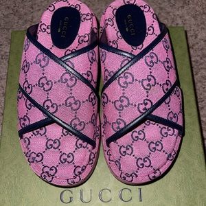 Gucci platform slides pink canvas size 37.5